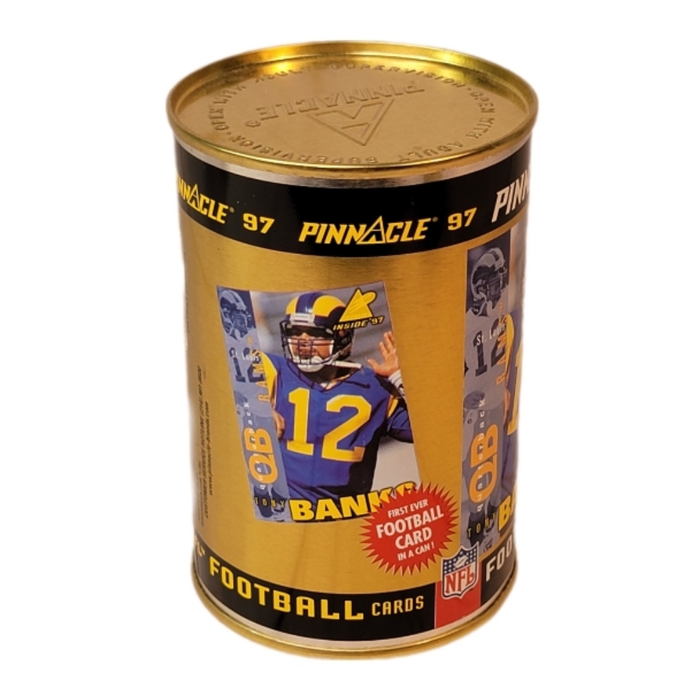 Pinnacle "97 Tony Banks Football Cards in a Can Gimmick Real Can Swaled NIP